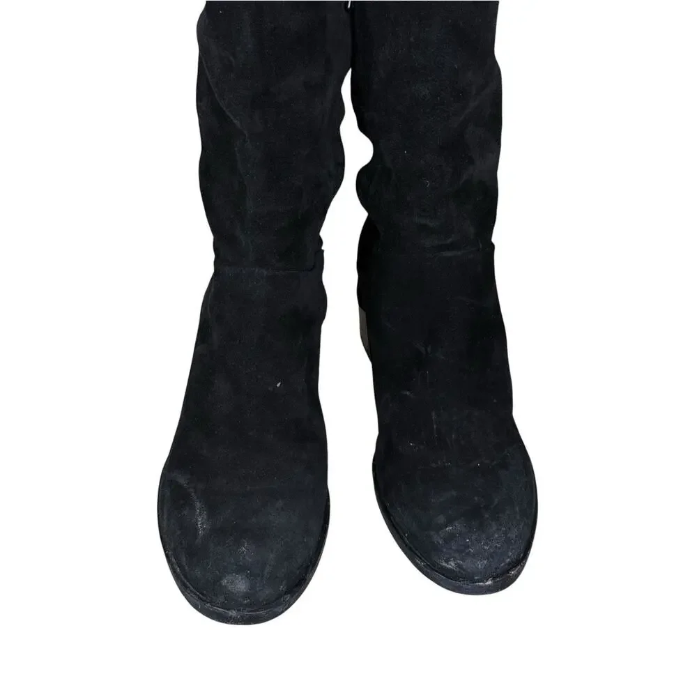 rag & bone Over The Knee Boots Black Suede Zip Block Heel IT 39.5 US 9.5